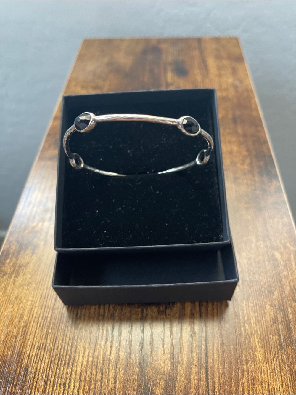 Ippolita Silver Bangle with Black Stone Details